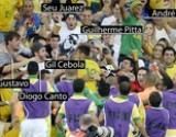 Neymar fez festa com 'parças' na arquibancada (André Durão)
