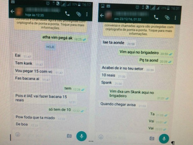 Jovem negociava a venda de drogas pelo WhatsApp (Foto: DRE/Divulgação)