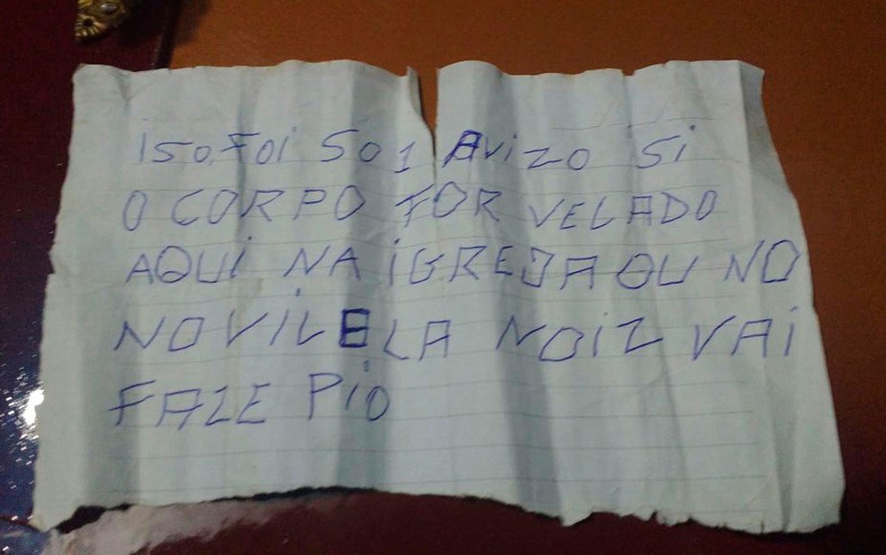 Criminoso deixou ameaça para família do homem que era velado (Foto: Polícia Civil/ Divulgação)