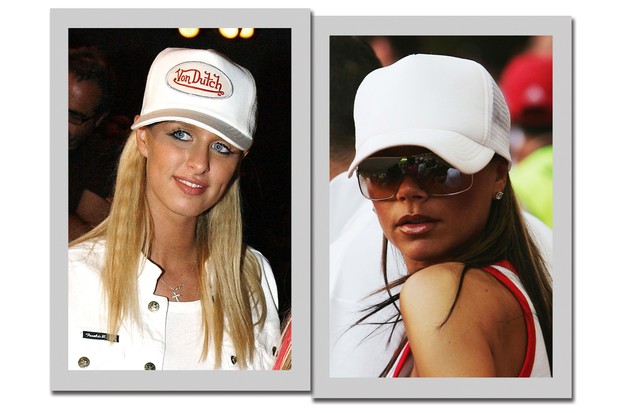 Bonés fizeram parte do guarda-roupa de Nicky Hilton e Victoria Beckham (Foto: Getty Images)