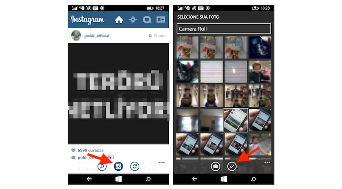 Iniciando a ação para postar fotos no Instagram Beta para Windows Phone (Foto: Reprodução/Marvin Costa)