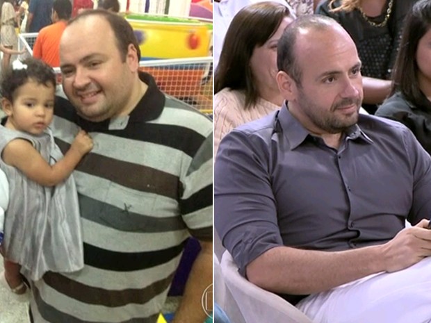 José Marcos antes e depois da dieta  (Foto: Encontro com Fátima Bernardes/TV Globo)