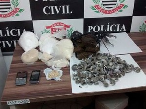 Drogas apreendidas pela polícia em Pinda. (Foto: Divulgação/Polícia Civil)