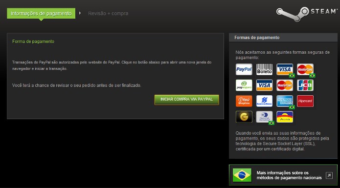 Ao clicar em INICIAR COMPRA VIA PAYPAL você será direcionado para o site do Paypal (Foto: Reprodução / Dario Coutinho)