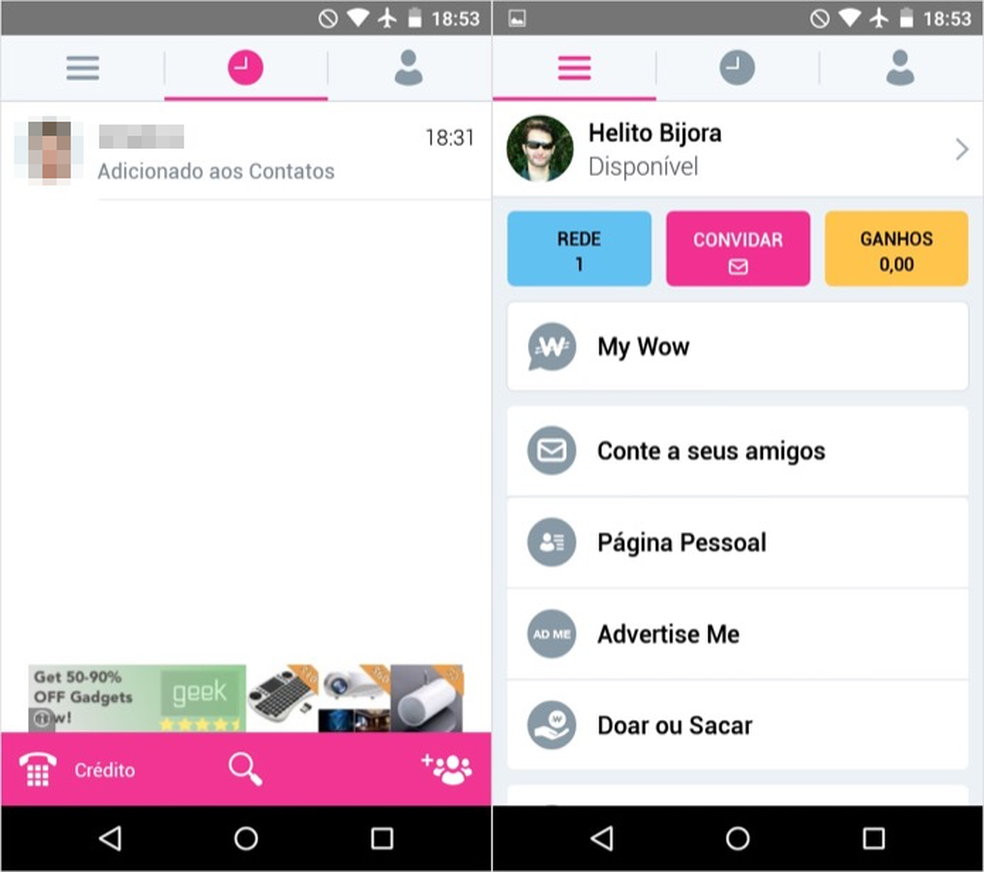 Tela de configurações do WowApp (Foto: Reprodução/Helito Bijora)