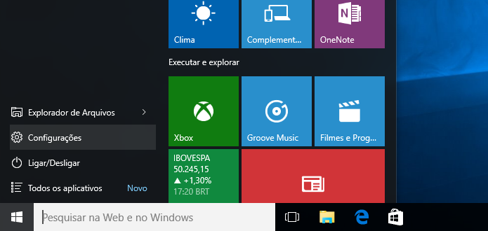 Acesse as configurações do Windows 10 (Foto: Reprodução/Helito Bijora)