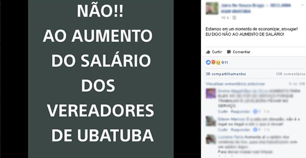 Aumento de salário motivou protestos nas redes sociais (Foto: Reprodução/ Facebook) Aumento de salário motivou protestos nas redes sociais (Foto: Reprodução/ Facebook)