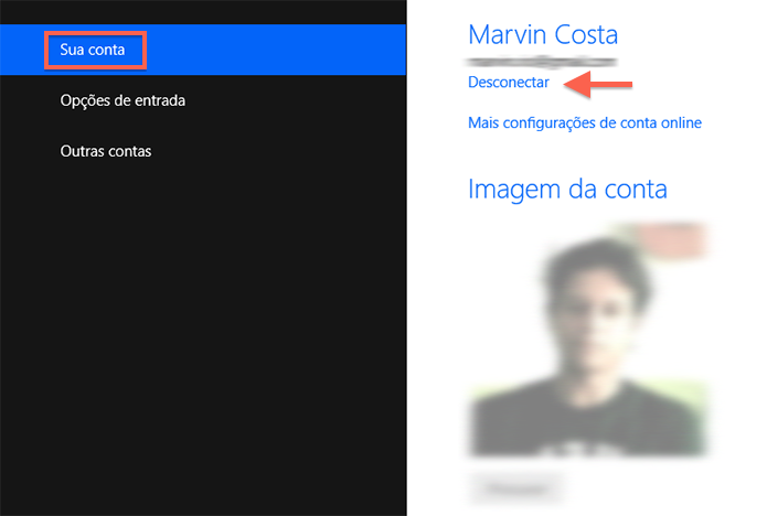Acessando as configurações para desconectar contas de usuários (Foto: Reprodução/Marvin Costa)