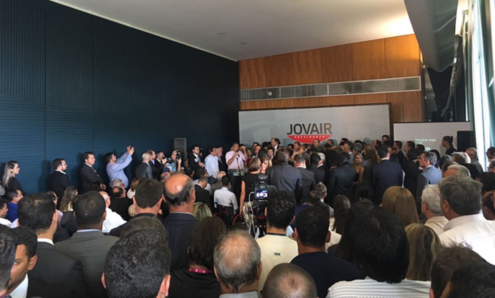 Ato de lançamento da candidatura de Jovair Arantes no Salão Nobre da Câmara dos Deputados (Foto: Tainá Sigmaringa/G1)