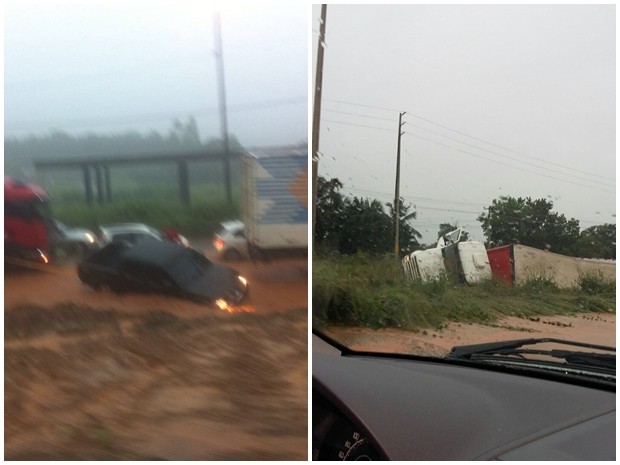 Acidentes registrados na BR-135 durante chuvas em São Luís (Foto: Nivanio Viana)