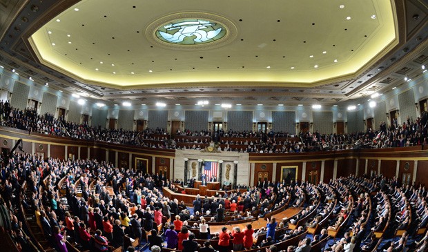 Congresso dos EUA fica cheio para ouvir o pronunciamento de Barack Obama. (Foto: Jewel Samad/AFP)