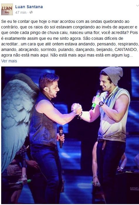 Luan Santana vai homenagear Cristiano Araújo no Forró Caju (Foto: Arquivo Pessoal / Facebook)