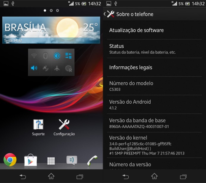 Menu de aplicativos e tela de especificações do Xperia SP (Foto: Isadora Díaz/TechTudo) Menu de aplicativos e tela de especificações do Xperia SP (Foto: Isadora Díaz/TechTudo)