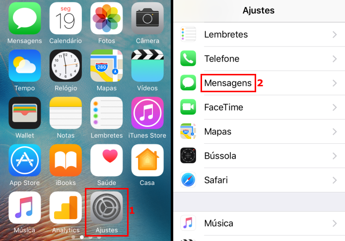 Acessando as configurações de mensagens do iOS (Foto: Reprodução/Edivaldo Brito)