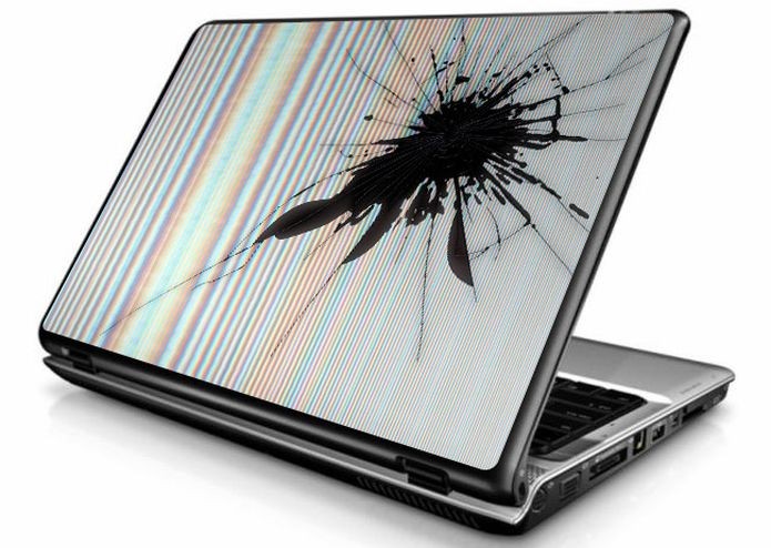 Que tal um monitor quebrado como adesivo do seu notebook? (Foto: Divulgação)