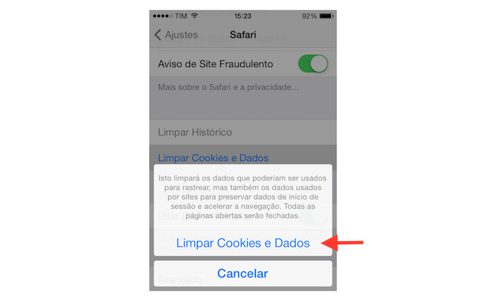 Confirmando a limpeza de dados de navegação do Safari do iPhone (Foto: Reprodução/Marvin Costa) (Foto: Confirmando a limpeza de dados de navegação do Safari do iPhone (Foto: Reprodução/Marvin Costa)) Confirmando a limpeza de dados de navegação do Safari do iPhone (Foto: Reprodução/Marvin Costa) (Foto: Confirmando a limpeza de dados de navegação do Safari do iPhone (Foto: Reprodução/Marvin Costa))