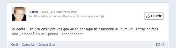Xuxa fala sobre Junno no Facebook (Foto: Facebook / Reprodução)