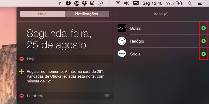 Adicionando novos widgets (Foto: Reprodução/Helito Bijora)