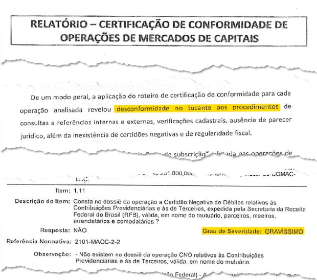 FORA DA NORMA Agência do Banco do Nordeste em Campina Grande (acima) e trecho do relatório interno. Os empréstimos eram concedidos sem garantias mínimas (Foto: Reprodução)