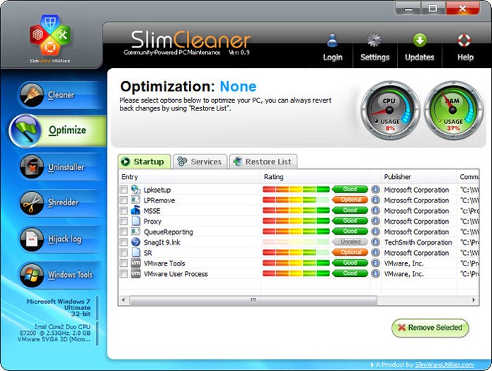 Interface do SlimCleaner (Foto: Divulgação)