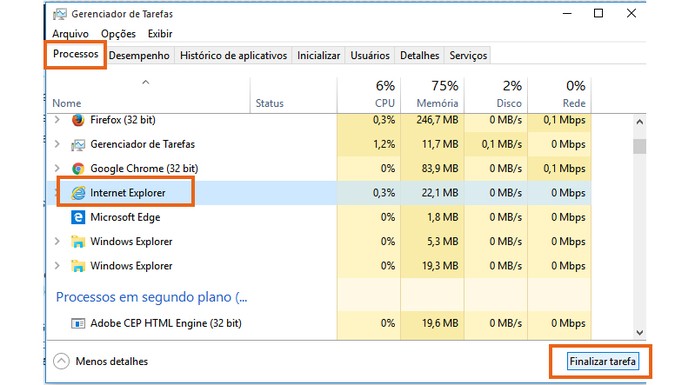 Encerro o processo do Internet Explorer no PC (Foto: Reprodução/Barbara Mannara)