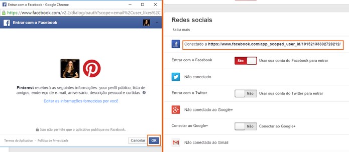 Confirme a autorização de acesso no Facebook (Foto: Reprodução/Barbara Mannara)