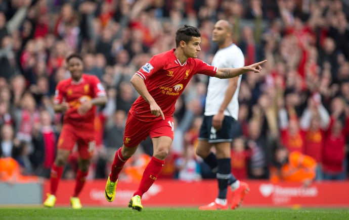Philippe Coutinho comemoração jogo Liverpool e Tottenham (Foto: AP) Philippe Coutinho comemoração jogo Liverpool e Tottenham (Foto: AP)