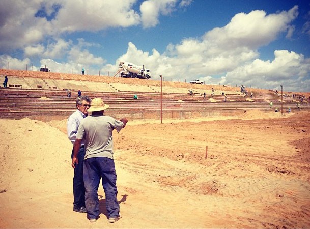 Estádio Barretão está sendo construído no município de Ceará-Mirim, na Grande Natal (Foto: Alan Oliveira/Divulgação)