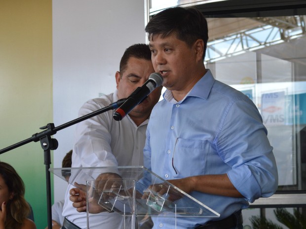 Presidente do Sistema Famasul, Mauricio Saito, na abertura do Showtec 2017 (Foto: Anderson Viegas/G1 MS)