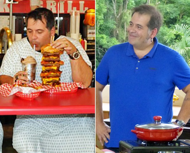 Leandro Hassum em Las Vegas e na cozinha do Estrelas (Foto: Estrelas/TV Globo e Paula Fadul/TV Globo)