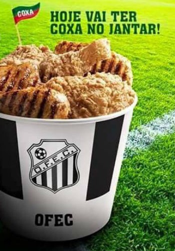 Montagem usou o apelido 'Coxa' com pedaços de frango servidos em um balde do Operário-PR (Foto: Reprodução)