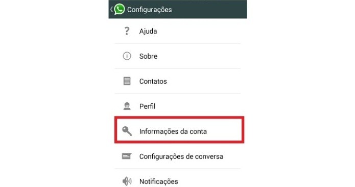 Configurações do aplicativo WhatsApp (Foto: Reprodução/Lívia Dâmaso)