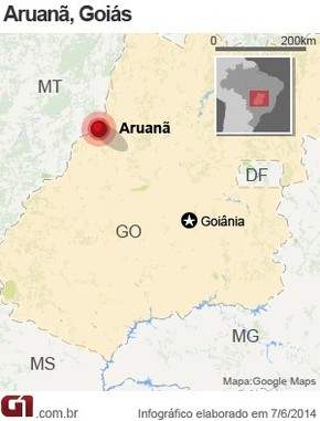 Mapa Aruanã, Goiás (Foto: Arte/G1)