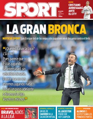 Luis Enrique bronca capa Sport (Foto: Reprodução)