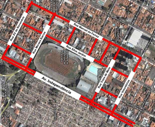 Ruas ao redor do Barão de Serra Negra serão interditadas para o jogo deste domingo (Foto: Divulgação / XV de Piracicaba) Ruas ao redor do Barão de Serra Negra serão interditadas para o jogo deste domingo (Foto: Divulgação / XV de Piracicaba)