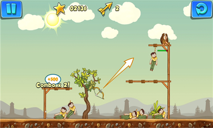 Gibbets 2 é um jogo onde você deve salvar pobres homens da forca com o arco e flecha (Foto: Divulgação/Windows Phone Store)