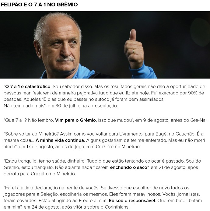 Frases Felipão grêmio (Foto: Editoria de Arte)