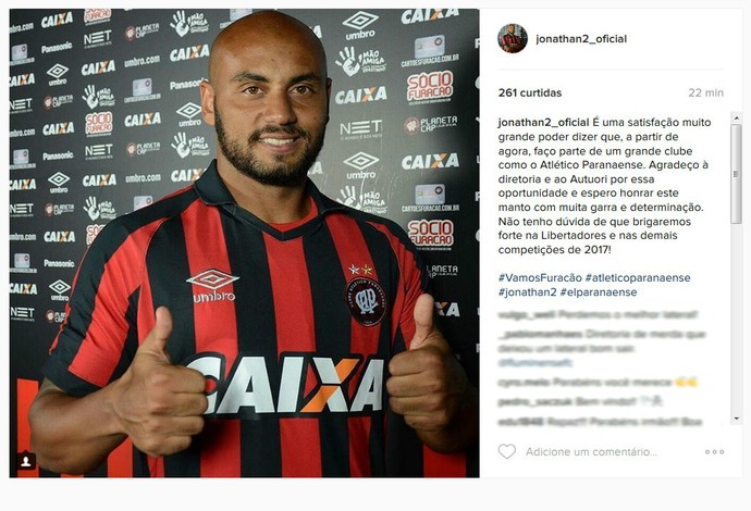 Jonathan Atlético-PR (Foto: Reprodução/Instagram)