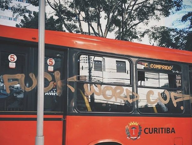 Bus is tarred in protest against the World Cup