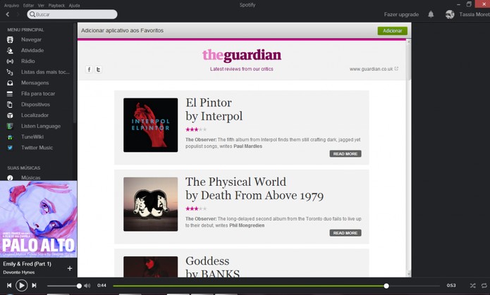 Serviço "The Guardian", disponível no Spotify (Foto: Divulgação/Spotify) Serviço "The Guardian", disponível no Spotify (Foto: Divulgação/Spotify)