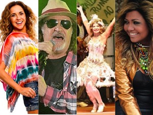Daniela Mercury, Alceu Valença, Elba Ramalho e Gaby Amarantos são algumas das atrações do Carnaval 2013 em João Pessoa (Foto: Arte/G1)