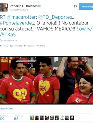 Incentivo ao México divulgado no Twitter por Roberto Gomez Bolaños, criador de 'Chaves' e 'Chapolin' (Foto: Reprodução / Twitter)