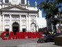 Letras gigantes estampam nome de Campinas em frente à catedral