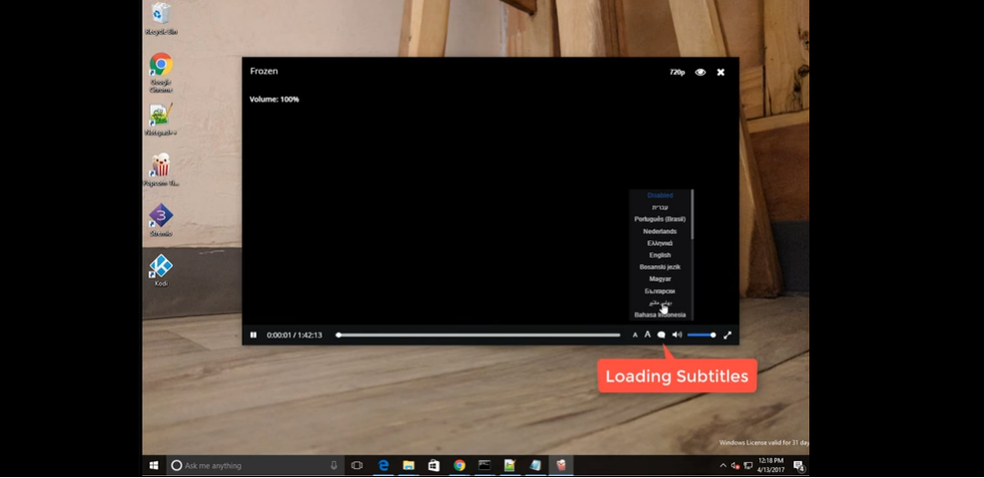 Execução de legendas de terceiros no Popcorn Time (Foto: Reprodução / CheckPoint)