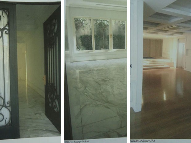 Porta, sala com piso de mármore e salão de ginástica e spa da mansão da família Abdelmassih (Foto: Reprodução/ site Lut Leilões) Porta, sala com piso de mármore e salão de ginástica e spa da mansão da família Abdelmassih (Foto: Reprodução/ site Lut Leilões)