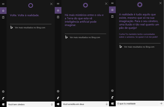 Cortana responde questões filosóficas (Foto: Reprodução/Tassia Moretz)