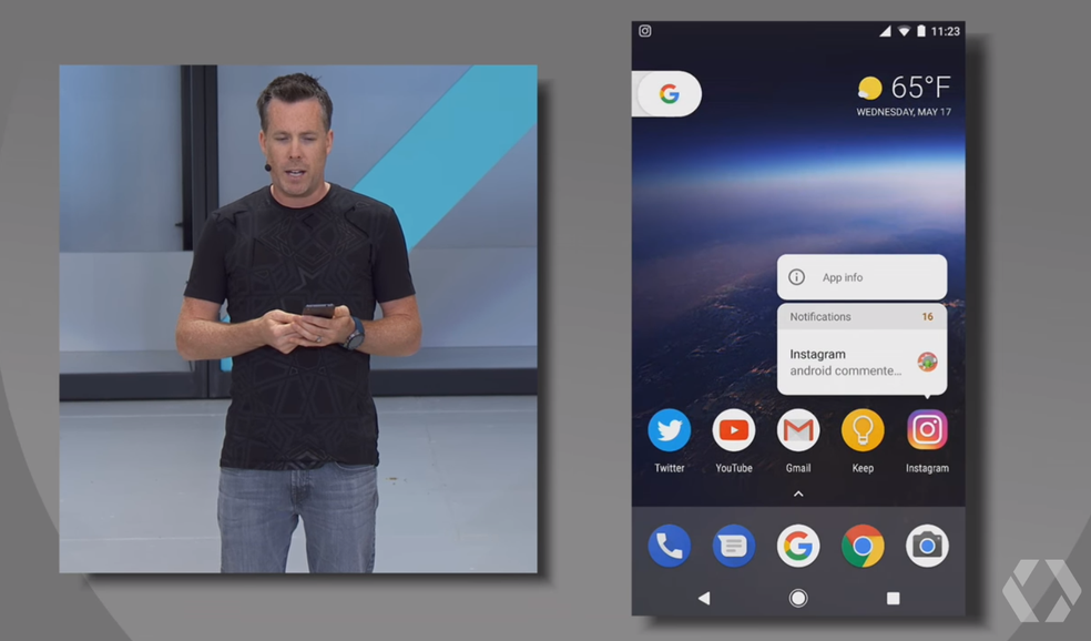 Ícones de apps terão notificações no Android O (Foto: Reprodução/YouTube)