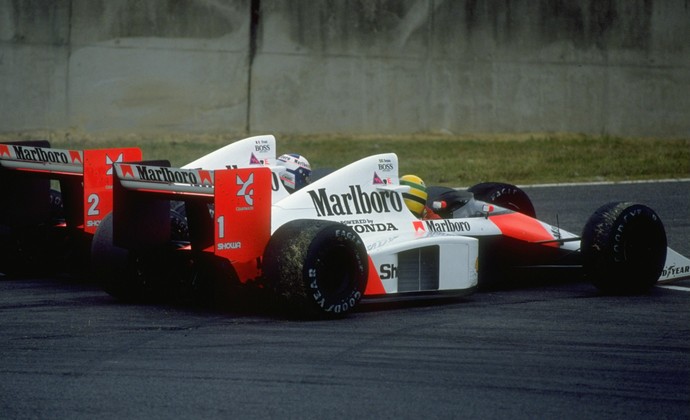 Ayrton Senna e Alain Prost em um dos lendários duelos da Fórmula 1 em 1989 (Foto: Getty Images) Ayrton Senna e Alain Prost em um dos lendários duelos da Fórmula 1 em 1989 (Foto: Getty Images)
