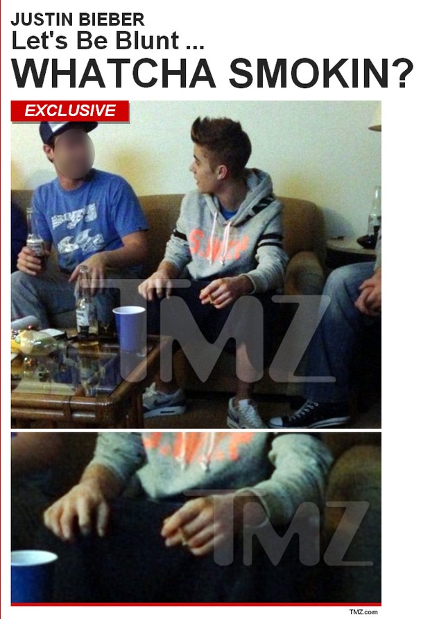 Justin Bieber é flagrado com cigarrinho suspeito (Foto: Reprodução / TMZ)