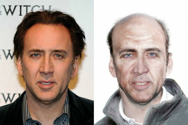 Nicolas Cage hoje e Nicolas Cage em um mundo paralelo em que ele não cuida da aparência (Foto: vouchercodespro.co.uk)